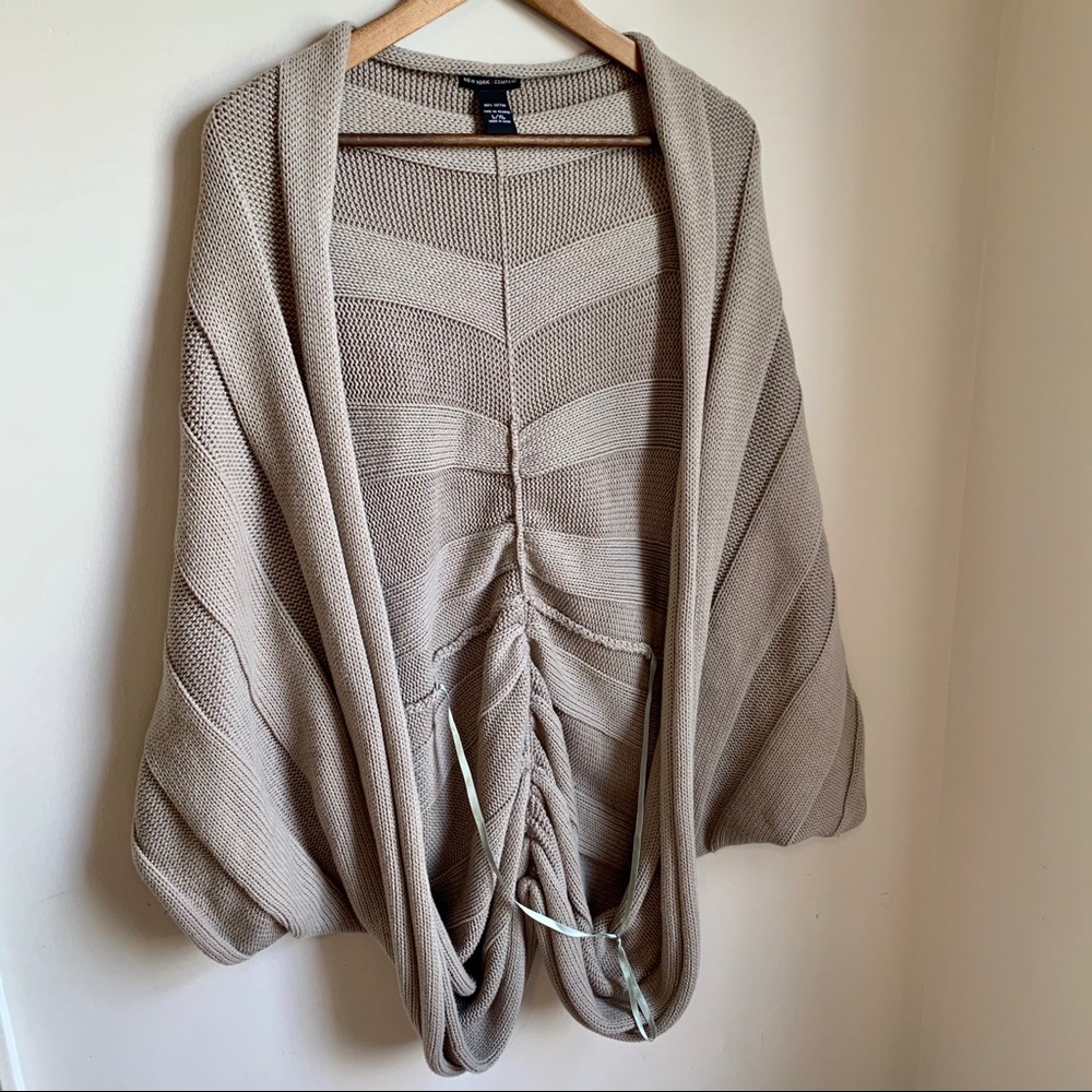 🆕 NY & CO Neutral Chunky Knit Cocoon Kimono Cardi - Picture 4 of 7